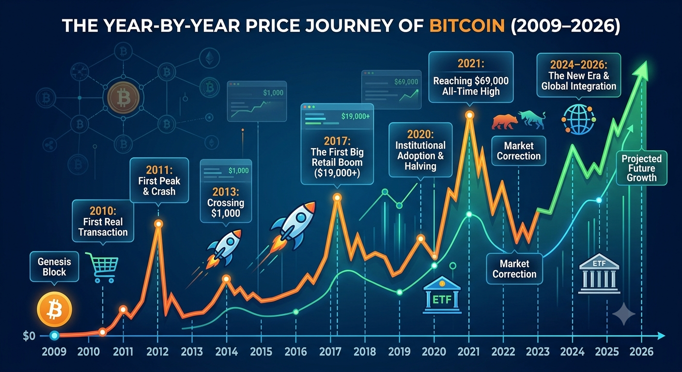 The Year-by-Year Price Journey of Bitcoin (2009–2026)